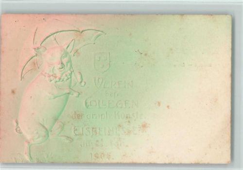 1906 Neujahr - Schwein mit einem Schirm AK