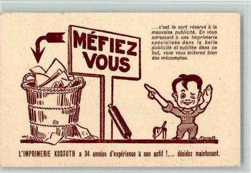 Paris Mefiez Vous - Imprimerie Kossuth , rue de Aqueduc AK - Geschichte 1924