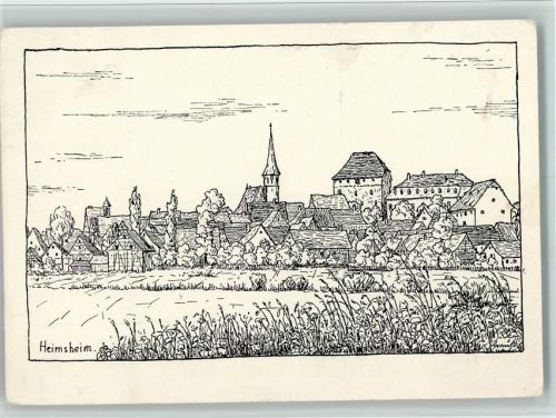 Heimsheim Federzeichnung signiert - Künstlerkarte