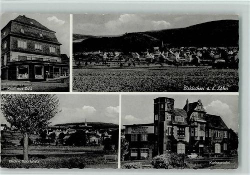Biskirchen Gesamtansicht Kaufhaus Zutt Blick vom Sportplatz Karlssprudel 4-Bildaufnahme