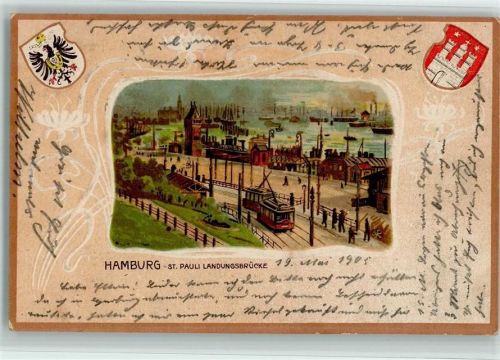 St. Pauli 1905 Landungsbrücke Jugendstilrahmen
