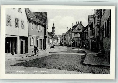 Herbolzheim ca 1953 Hauptstraße, Fahrrad, gute Erhaltung AK