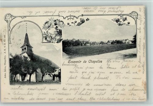 Les Chapelles 1903 Souvenir de Chapelles - Kirche, Teilansicht, AK