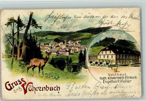 Vöhrenbach 1906 Gruss aus - Gasthaus zum eisernen Kreuz AK