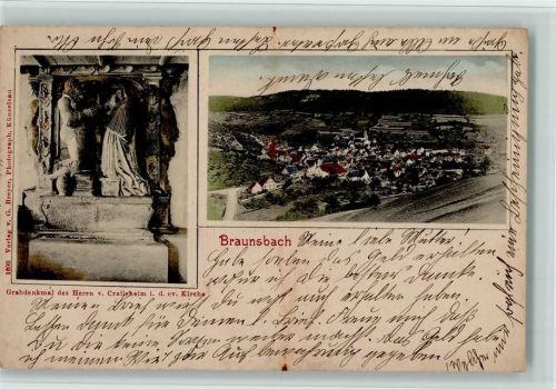 Braunsbach 1904 Grabdenkmal, Teilansicht, Stempel: Carl Losch Gasthaus zum Engel