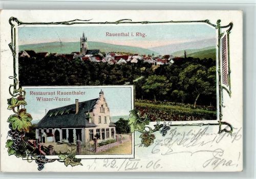 Rauenthal 1906 Restaurant, Winzer-Verein , gute Erhaltung AK