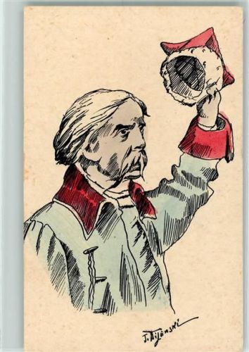sign T. Nijenski handcoloriert Tracht Polen
