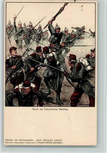 WK I Sturm auf franz. Stellung - sign Corregio - Rotes Kreuz Frankfurter Künstlerkarte Serie 5 Nr. 14 AK