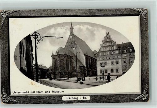 Freiberg 1912 Untermarkt mit Dom und Museum