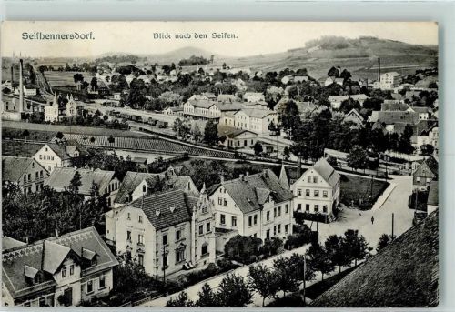 Seifhennersdorf 1915 Blick nach den Seifen Bahnpost Eibau - Zittau Zug 842