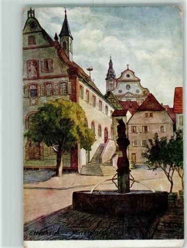 Ettenheim 1910 Marktplatz Brunnen sign