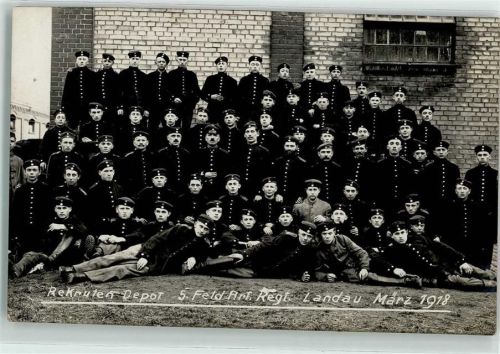 Landau 1918 Gruppenaufnahme Rekruten-Depot 5. Feld Art. Regt 1918