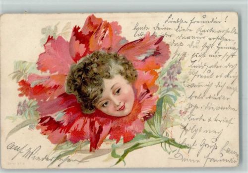 1902 Kinderkopf in der Blüte AK