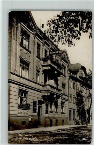 Salzwedel Hotel Kayserhof Emailleschild Auto-Garage Briefkasten Stempel WK II