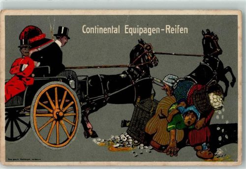 1917 Lithographie Equipagen Reifen Kutsche AK