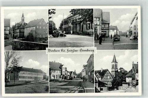 Borken Landpoststempel Kleineglis Fachwerkhaus Ev. Kirche Dorfstraße VW-Käfer- oval