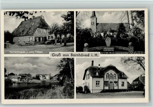 Bornhöved Ortsansichten Gemischtwaren von Johs. Tietgen 4-Bildaufnahme