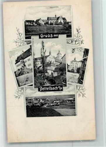 97337 W8716 Dettelbach - Klosterkirche Rathaus Ortsansichten Mehrfachaufnahme
