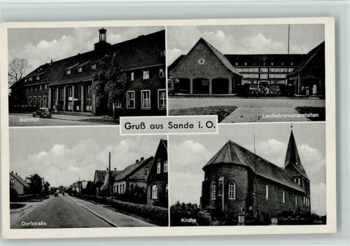 Sande Bahnhof Landeskrankenanstalten Dorfstraße Kirche 4-Bildaufnahme