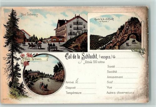 1898 Gruss aus - Hotel Defranoux, Route de la Schlucht, Chalet Hartmann AK