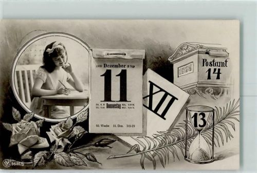 1913 NPG Serie 2520-3 Postamt 14 11.12.13. Stempel Sanduhr