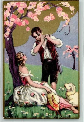 Verlag Ballerini & Fratini Nr. 183 Flöte Liebespaar Schaf AK Chiostri, C. & S. 1928
