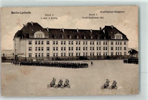 Lankwitz 1917 Kraftfahrer Kaserne Block 3 3. u.4. Komp. Block 4 Kraft Radfahrer abt.