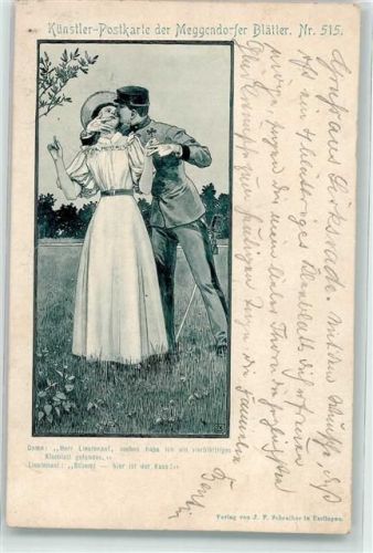 Nr 515 Soldat Frau Kuss Vierblättriges Kleeblatt sign Kainradel Ludwig