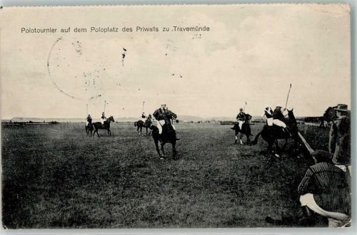 W2401 Travemünde Polotournier auf dem Poloplatz AK Reiten 1916