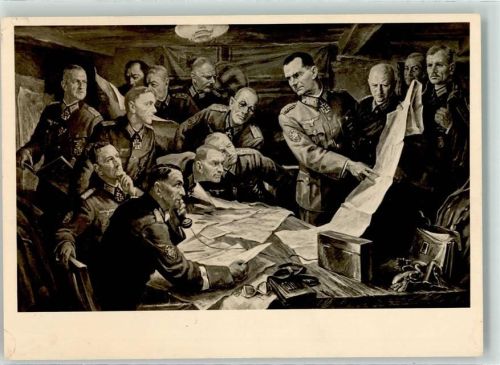 München sign. Palmie, Gisbert Vor der Schlacht Offiziere bei der Lagebesprechung Fotograf Hoffmann, Heinrich HDK 472