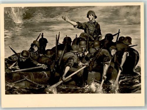 München sign. Padua, Paul Mathias Der 10. Mai 1940 Wehrmacht beim übersetzen im Schlauchboot Haus der Deutschen Kunst HDK 119
