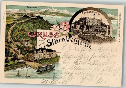 Berg 1897 Lithographie Rottmannshöhe Starnberger See