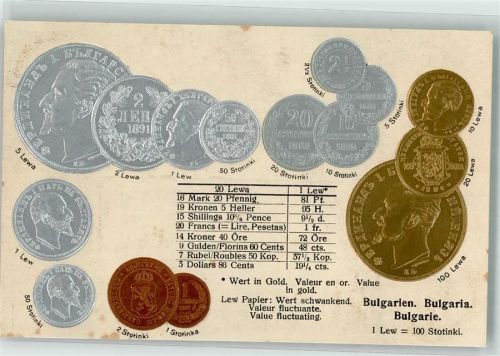 Münzenkarte Münzabbildungen Geld auf AK Lithographie