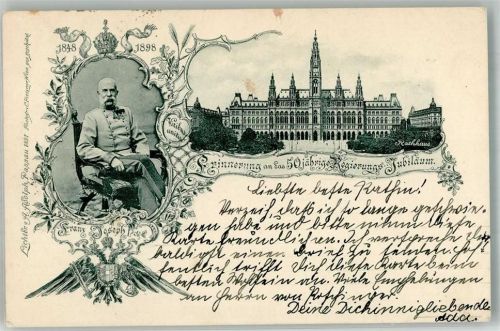 Wien 1898 Adelskorrespondenz 50 jähr. Regierungs-Jubiläum Rathaus
