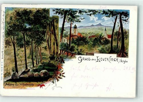 88299 W7970 Leutkirch im Allgäu 1909 Lithographie Wilhelmshöhe Aufgang