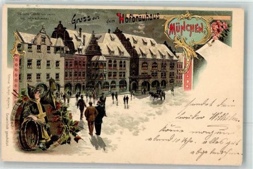 München Gruss aus Hofbräuhaus mit Glimmerauflage Zieher, Ottmar