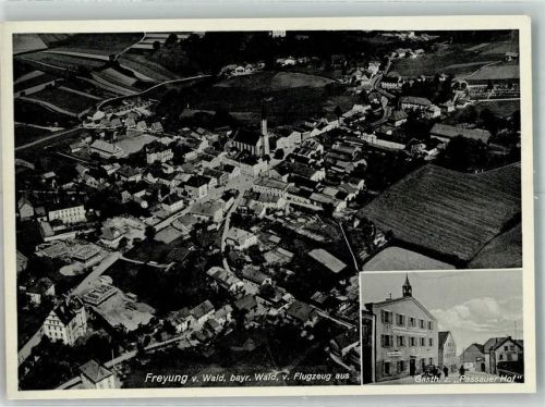 94078 W8393 Freyung , Niederbay - Fliegeraufnahme Gasthaus zum Passauer Hof