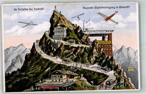Im Zeitalter der Technik Gipfelbesteigung Zukunft Künstlerkarte