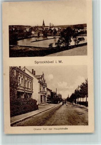 Sprockhövel Teilansicht mit See, Hauptstrasse ca 1918 AK
