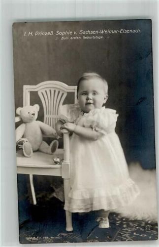 1919 Prinzessin Sophie v. Sachsen-Weimar-Eisenach mit Teddybär Hofphotograph Vältl