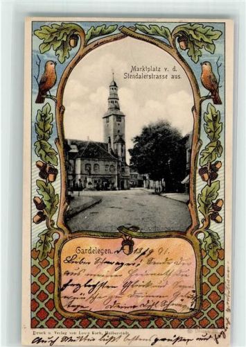 Gardelegen 1901 Marktplatz Stendalstraße Bahnpost Berlin-Hannover Zg. 245