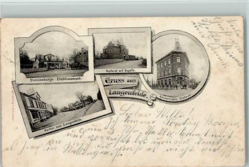 Beverstedt 1898 Langenfelde Mehrfachbilder - Etablissement, Postamt, Pastorat AK