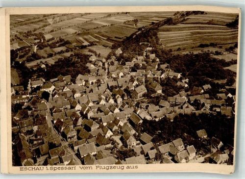 Eschau Fliegeraufnahme Original aufmontierte Verlagsmusterkarte