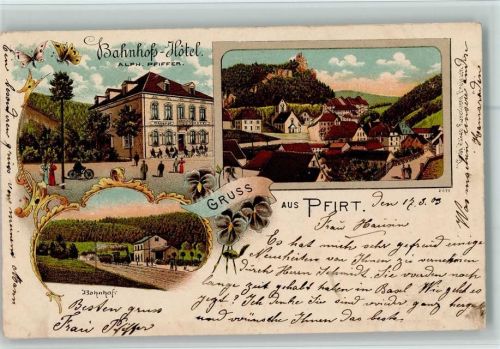Vieux-Ferrette Bahnhofs Hotel Pfeiffer Bahnhof Zug Dampflok Verlag Rosenberg