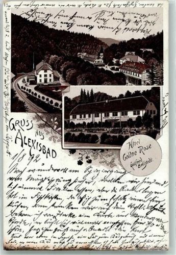 Alexisbad Vorläufer Druck 1892 Hotel Goldne Rose Gottfried Bellstedt