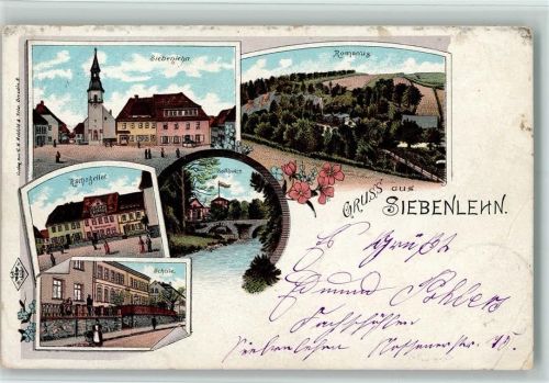 09603 O9201 Siebenlehn 1900 Gebrauchsspuren Gruss aus - Litho, Zollhaus, Rathskeller AK