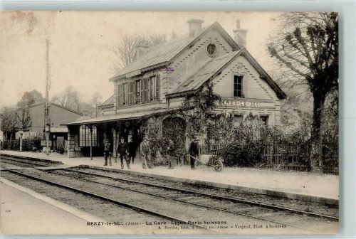Berzy-le-Sec 1906 La Gare-Ligne Paris Soissons Bahnhof
