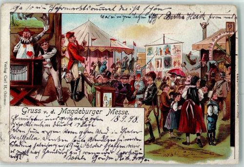 1898 Gruss aus Drehorgel AK
