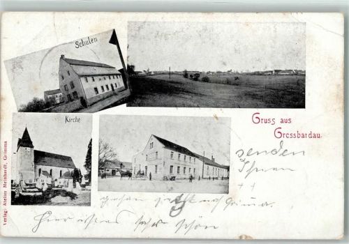 Großbardau 1906 Schulen Kirche