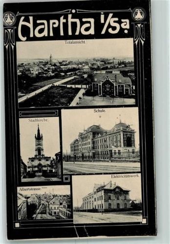 04746 O7302 Hartha b Döbeln - Stadtkirche Schule Albertstraße Elektrizitätswerk